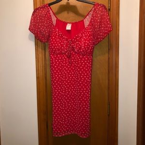 Red patterned dress